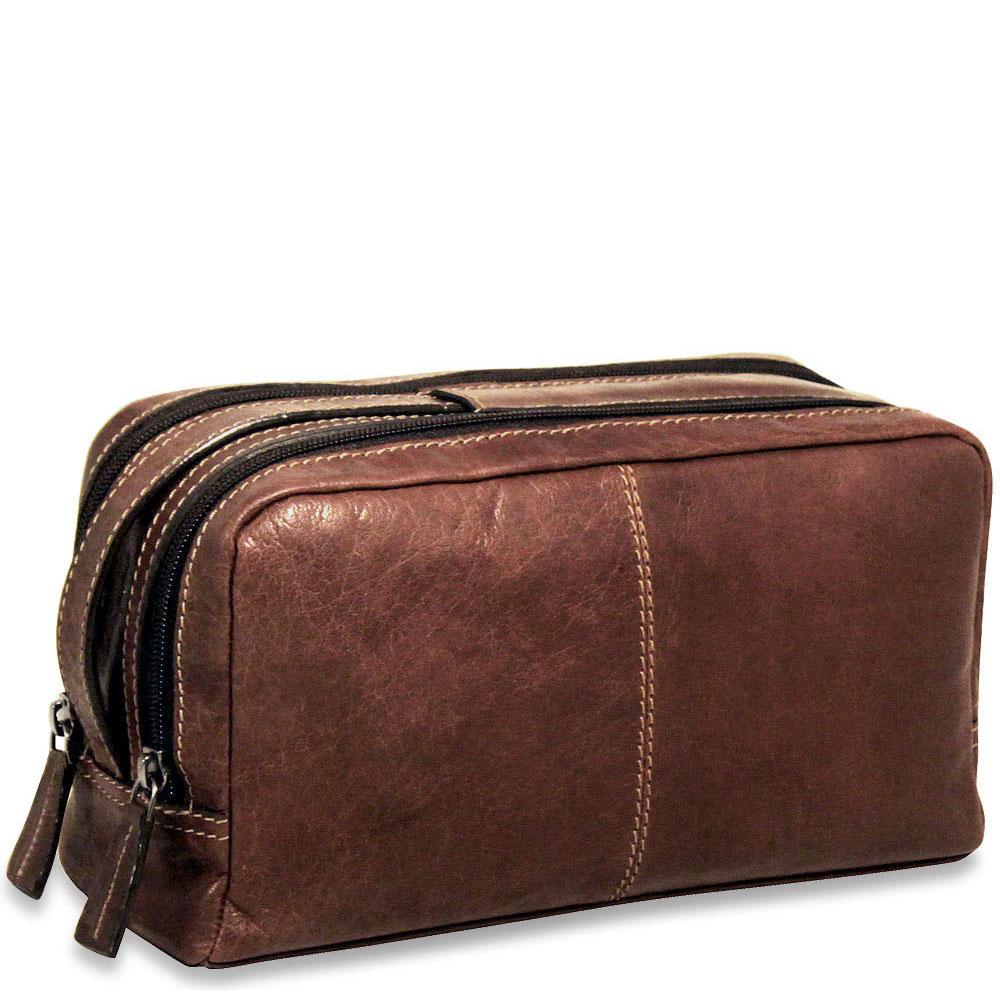 Jack Georges Voyager Toiletry Bag Brown Front Right Side