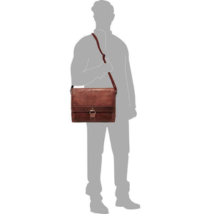Jack Georges Voyager Messenger Bag Brown (Silhouette Male Model - Front Side)