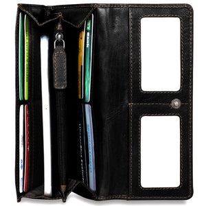 Jack Georges Voyager Black Clutch Wallet #7726 (Top Down Interior - Full)