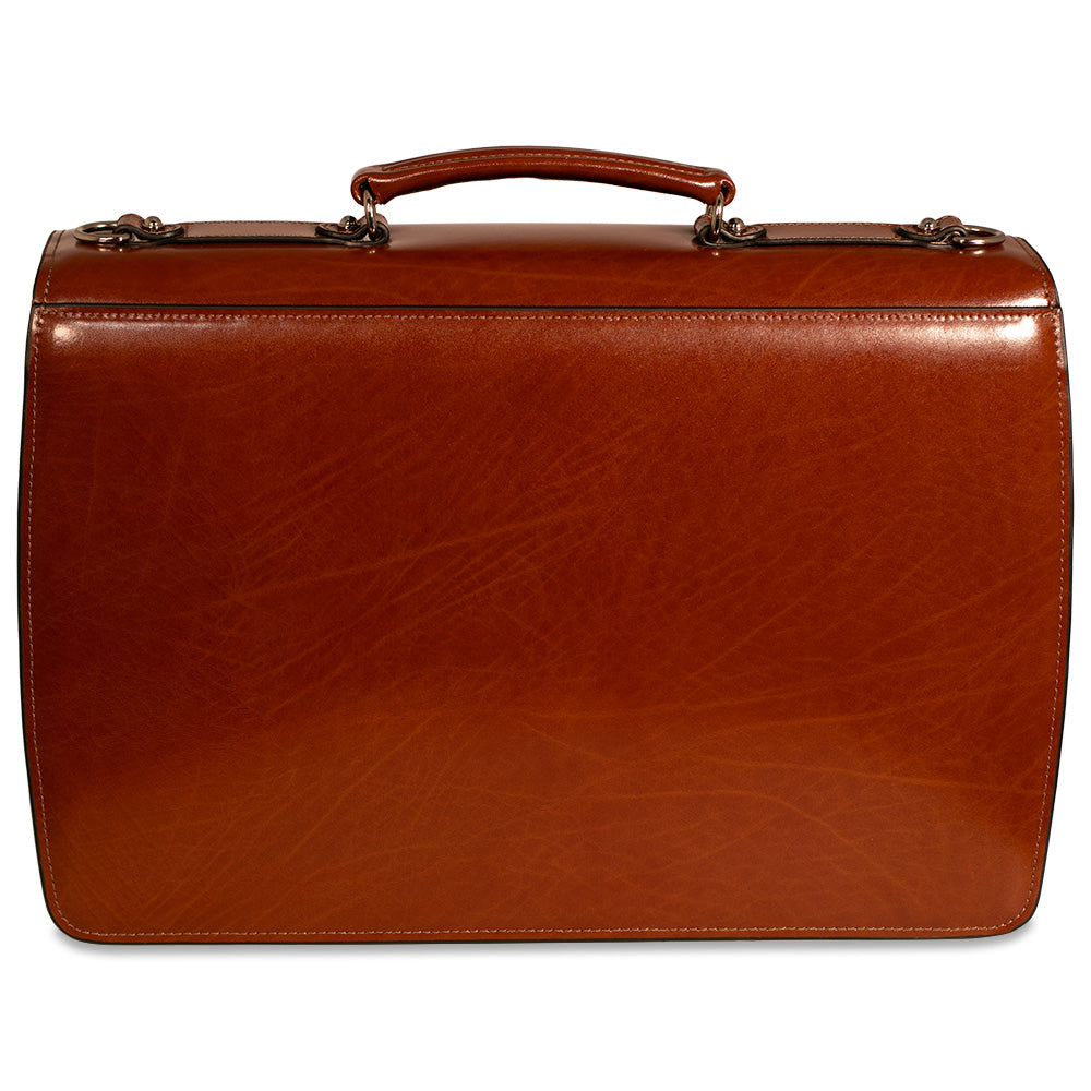 Elements Professional Leather Briefcase #4402 Cognac Back