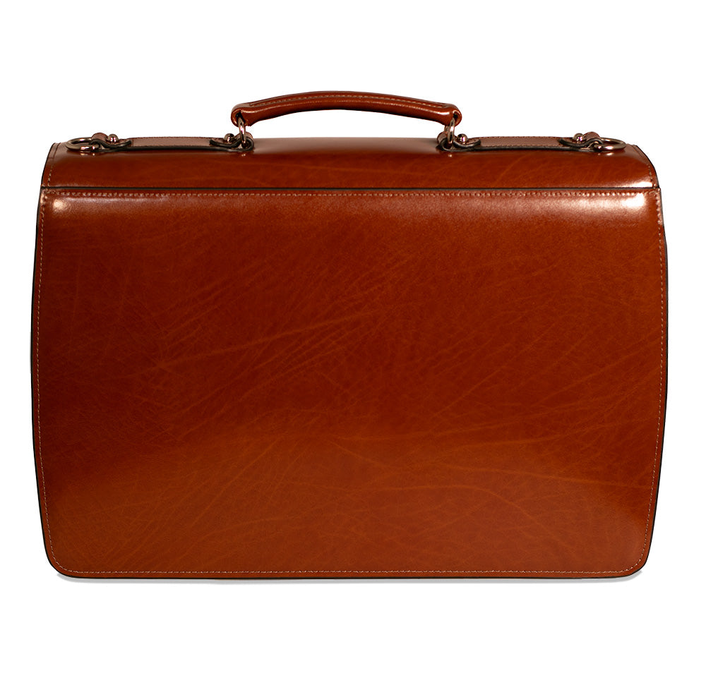 Elements Executive Leather Briefcase #4403 Cognac Back