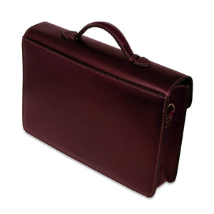 Brown leather briefcase on a white background