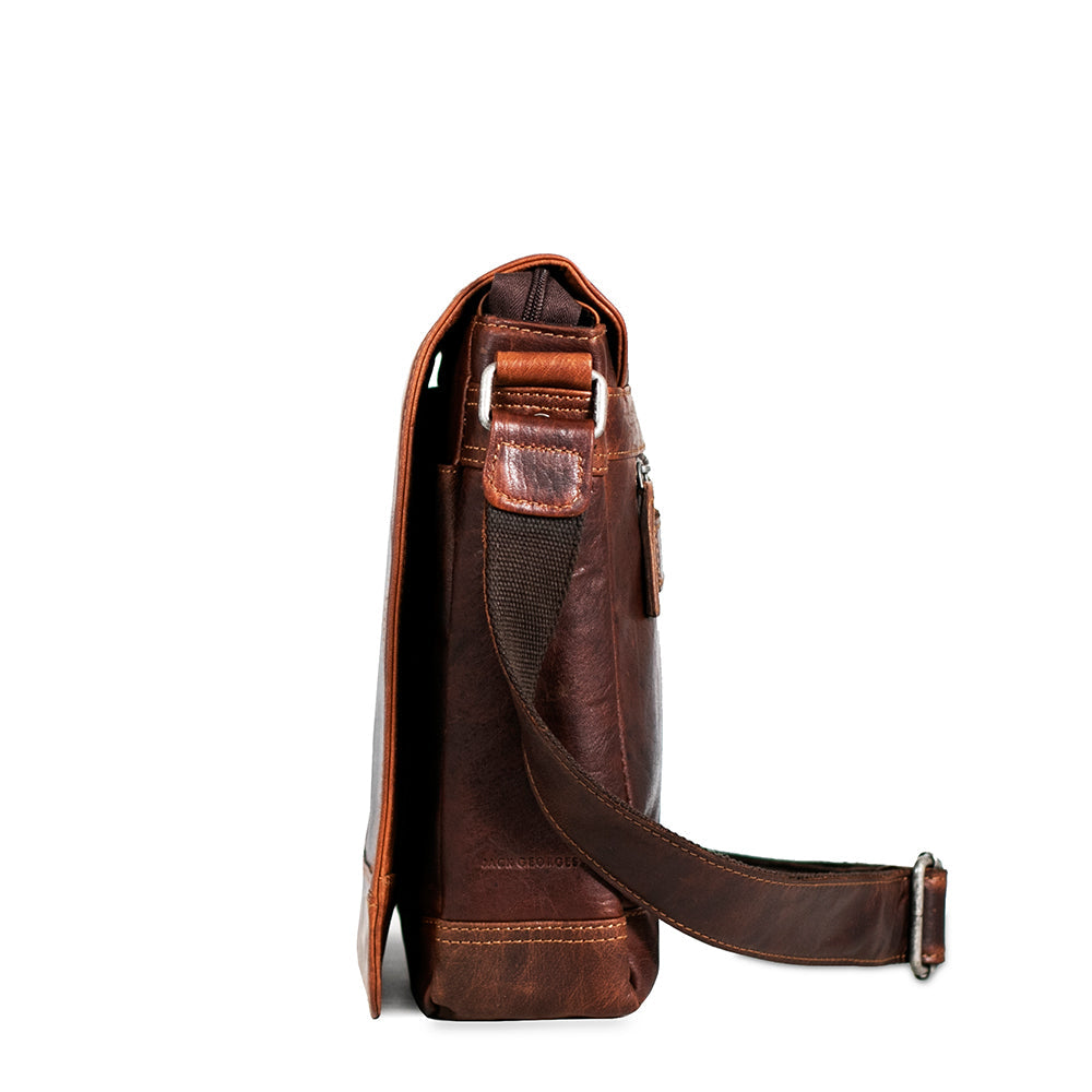 Voyager Full-Size Messenger Bag #7315 Brown Left Side