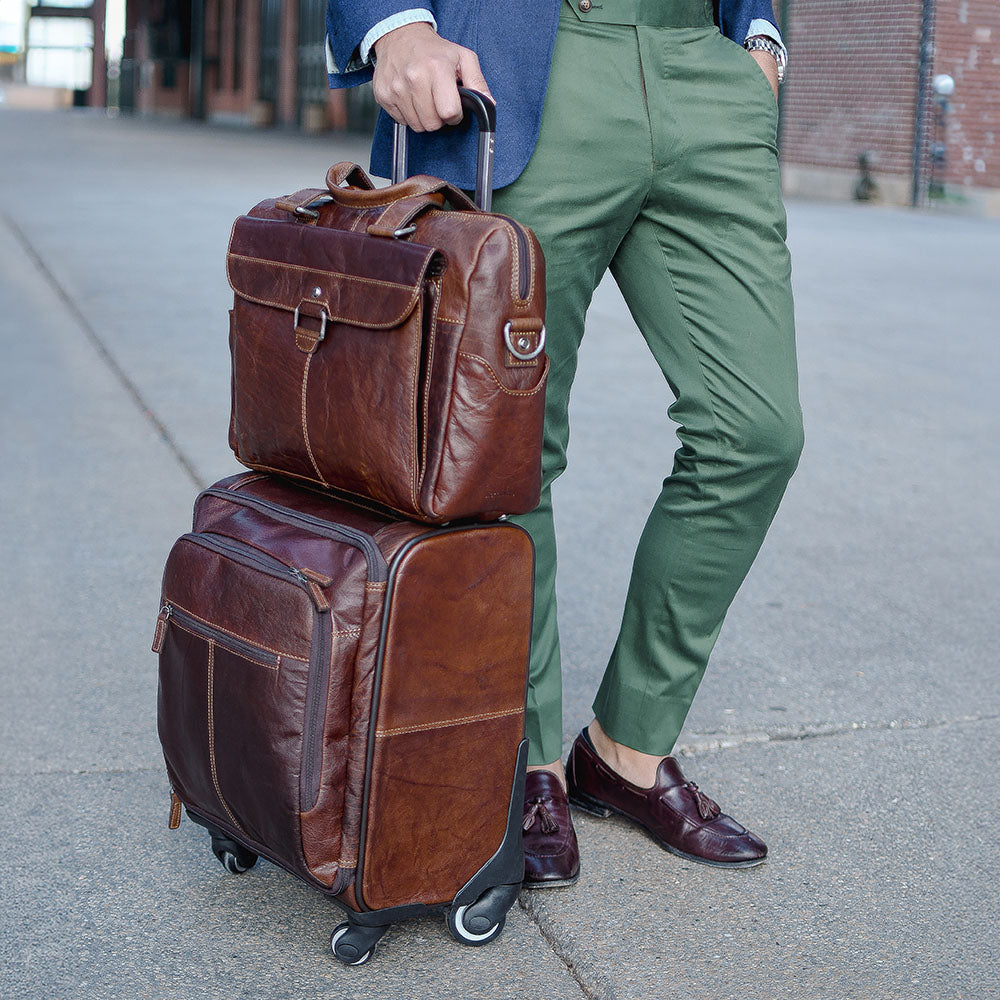 Voyager Zippered Briefcase with Front Flap Pocket