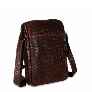 Hornback Croco Slim Crossbody w/Zippered Front Pocket