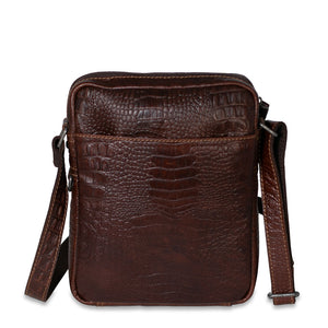 Hornback Croco Slim Crossbody w/Zippered Front Pocket