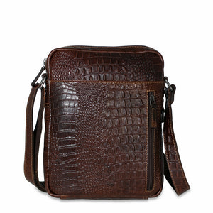 Hornback Croco Slim Crossbody w/Zippered Front Pocket