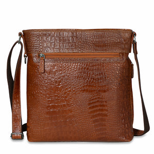 Jack Georges Hornback Croco Honey Crossbody Bag #HB312 (Front Side)