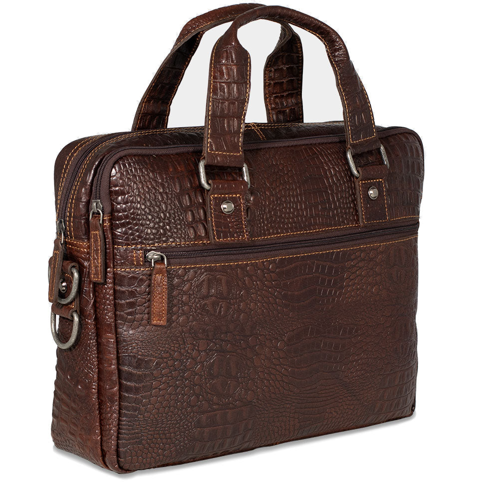 Hornback Croco Professional Zippered Briefcase