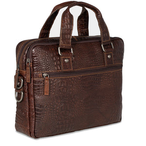 Hornback Croco Professional Zippered Briefcase