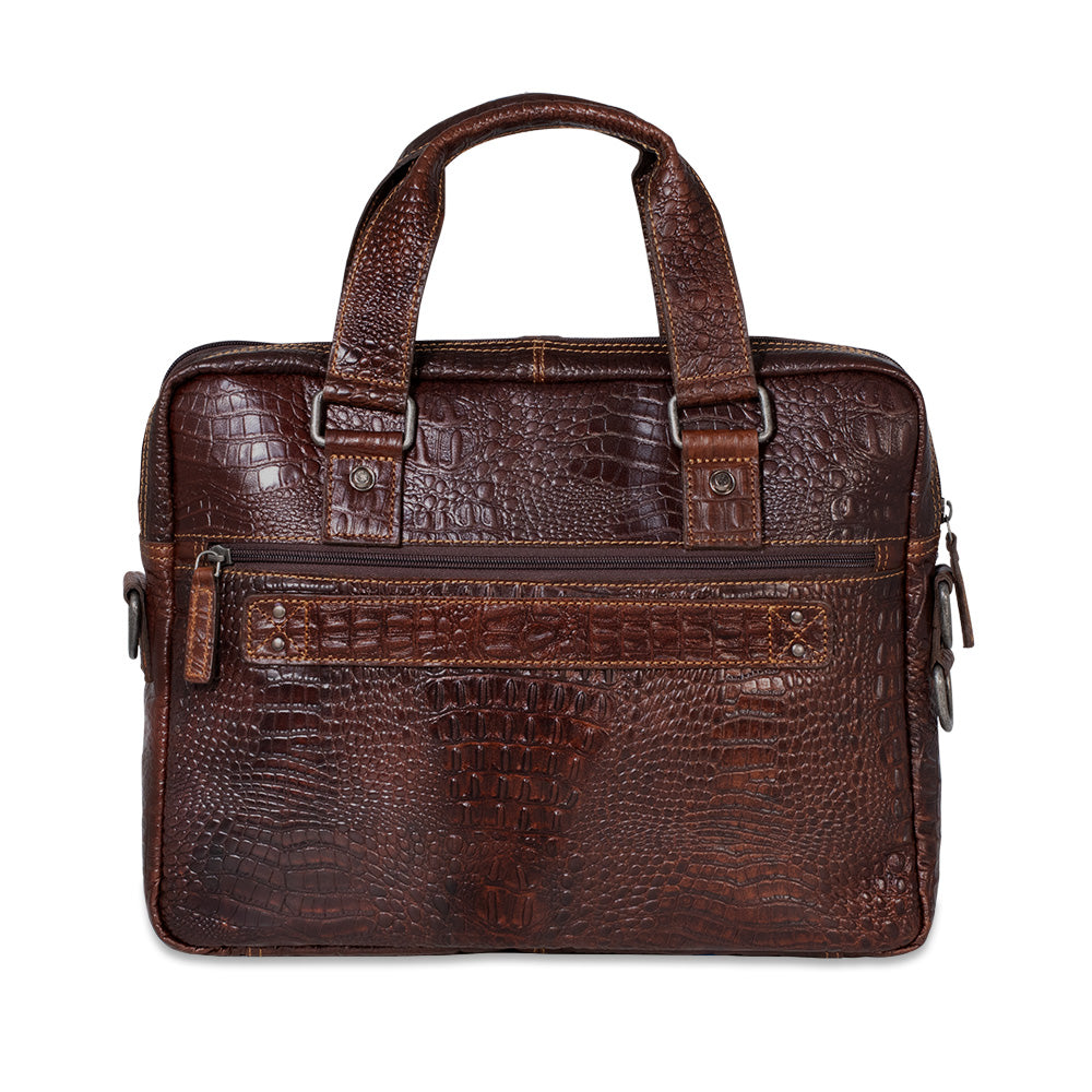 Hornback Croco Professional Zippered Briefcase