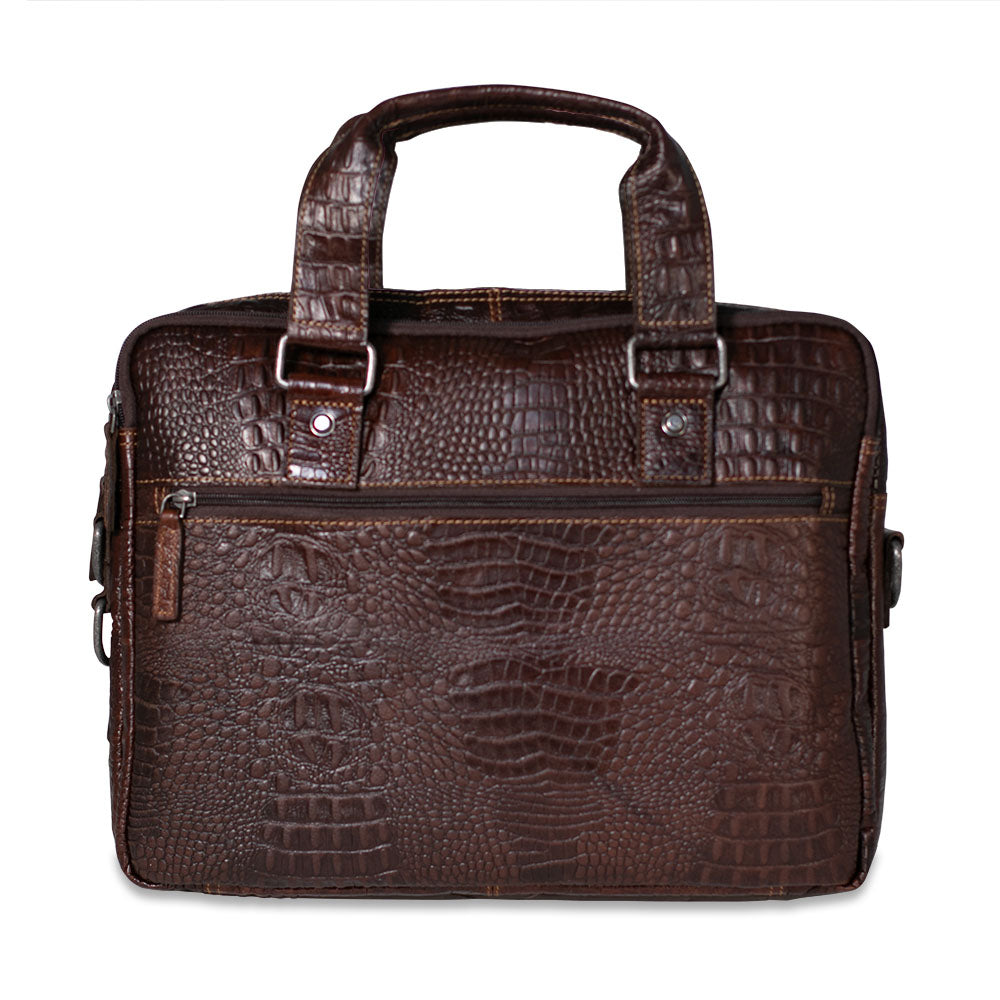 Hornback Croco Professional Zippered Briefcase