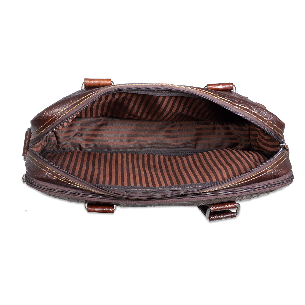 Hornback Croco Professional Zippered Briefcase