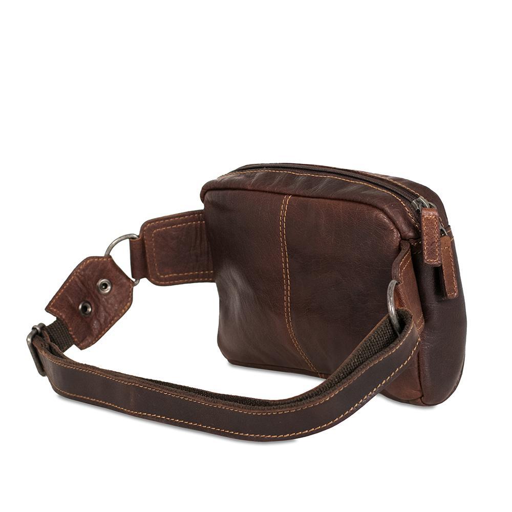 Jack Georges Voyager Brown Large Travel Belt Bag #7109 (Back Left Side)