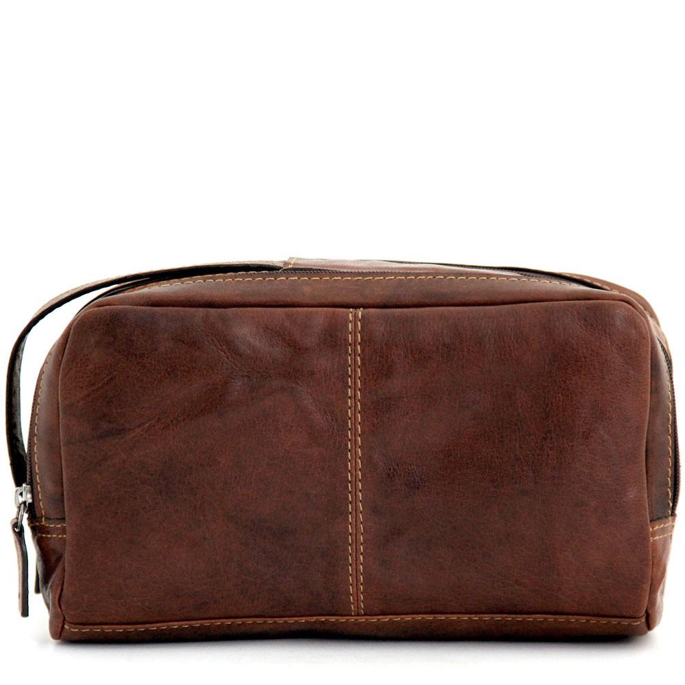 Jack Georges Voyager Toiletry Bag Brown Left Side