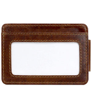 Jack Georges Voyager Brown Magnetic Money Clip #7308 (Front Side)