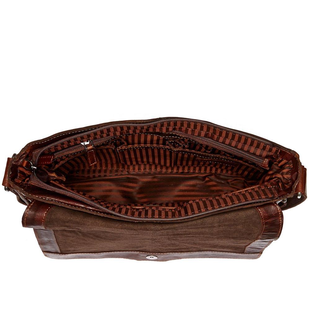 Jack Georges Voyager Messenger Bag Brown Interior Open Empty