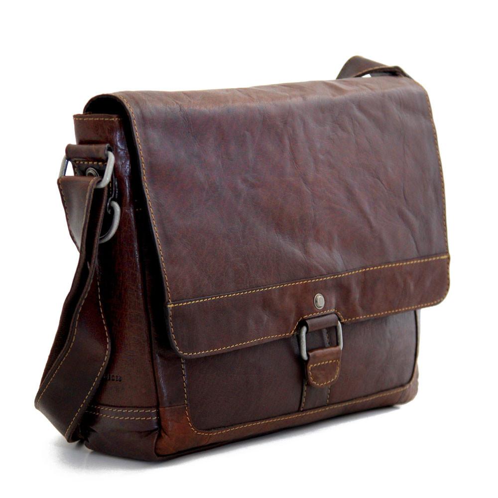 Jack Georges Voyager Messenger Bag Brown Front Right Side
