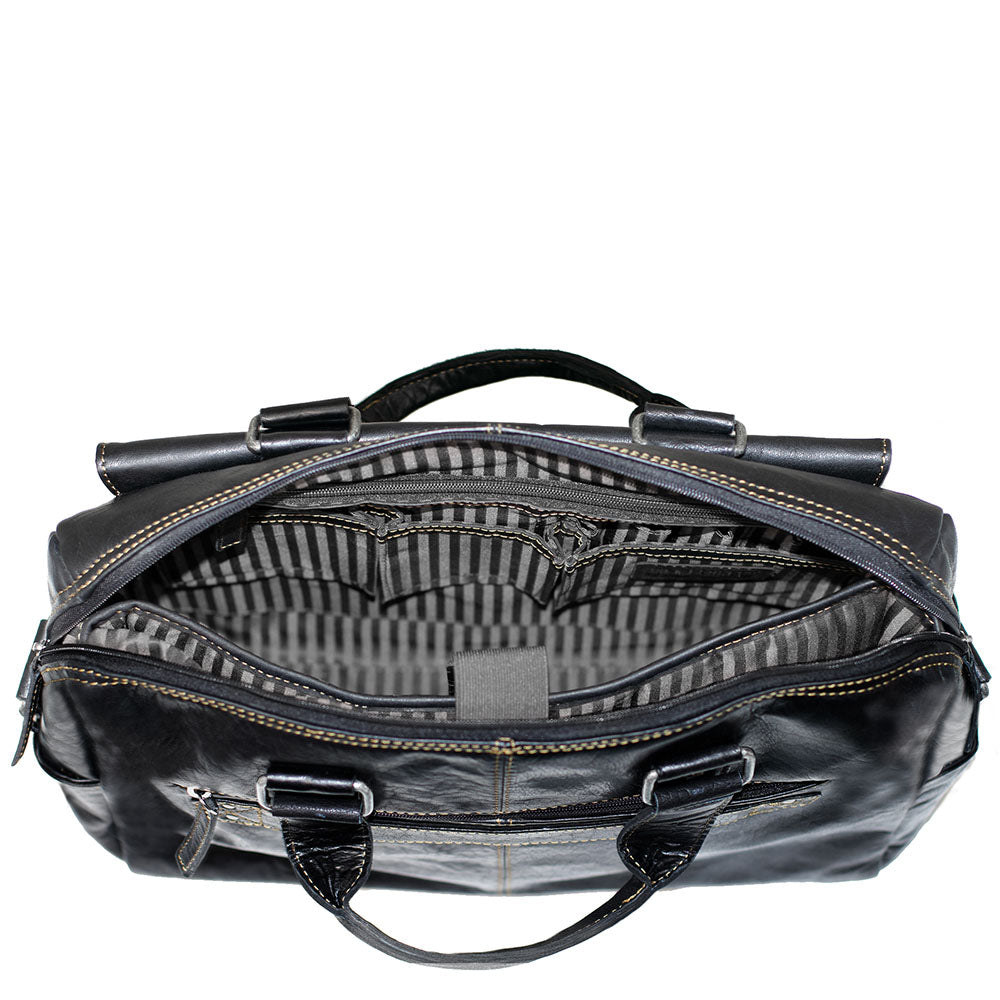 Voyager Zippered Briefcase with Front Flap Pocket