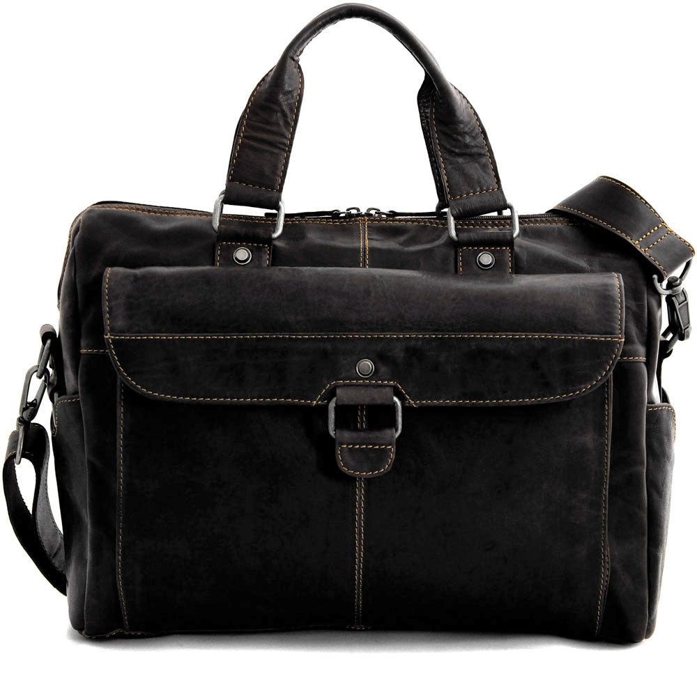 Voyager Zippered Briefcase with Front Flap Pocket