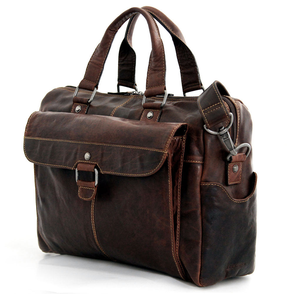 Voyager Zippered Briefcase with Front Flap Pocket