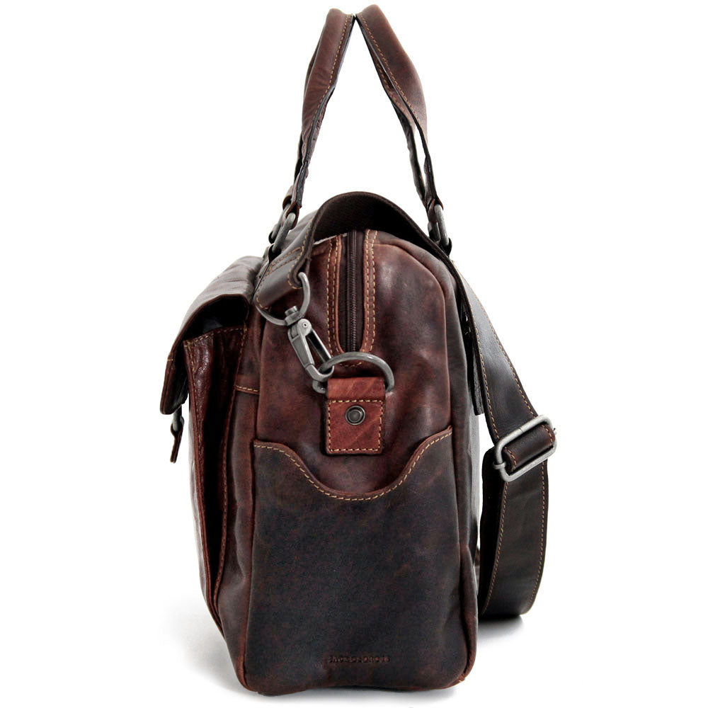 Voyager Zippered Briefcase with Front Flap Pocket