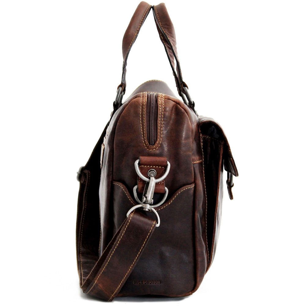 Voyager Zippered Briefcase with Front Flap Pocket