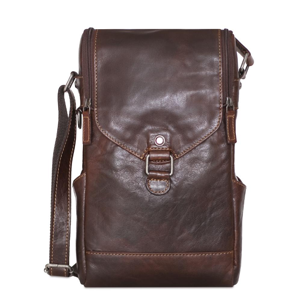 Jack Georges Voyager Crossbody Messenger & Wine Bag Brown Front Side