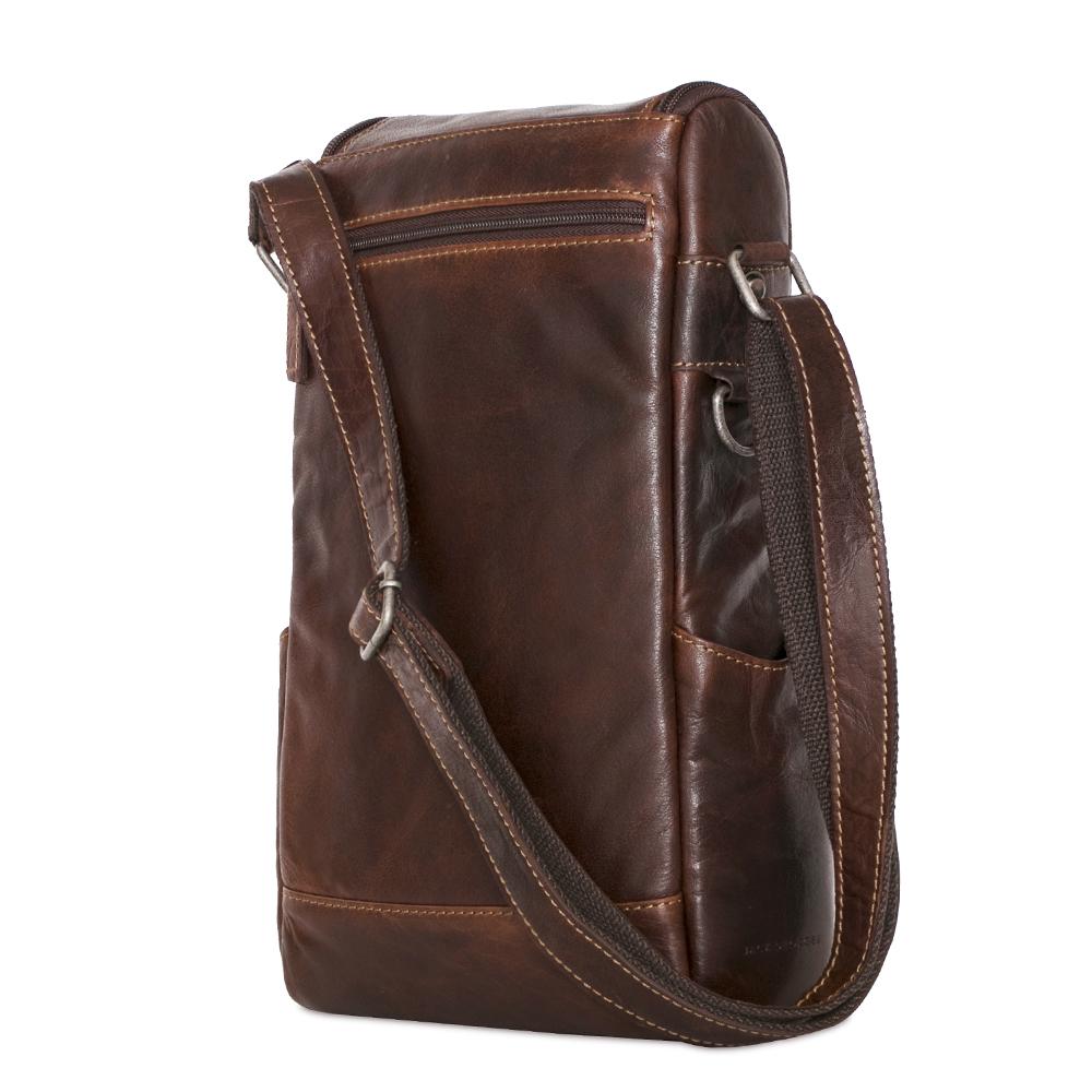 Jack Georges Voyager Crossbody Messenger & Wine Bag Brown Back Right Side