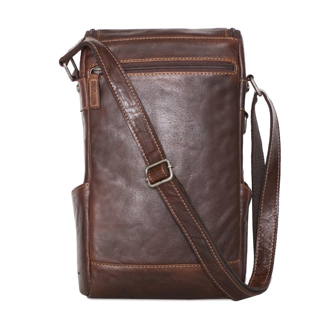 Jack Georges Voyager Crossbody Messenger & Wine Bag Brown Back Side