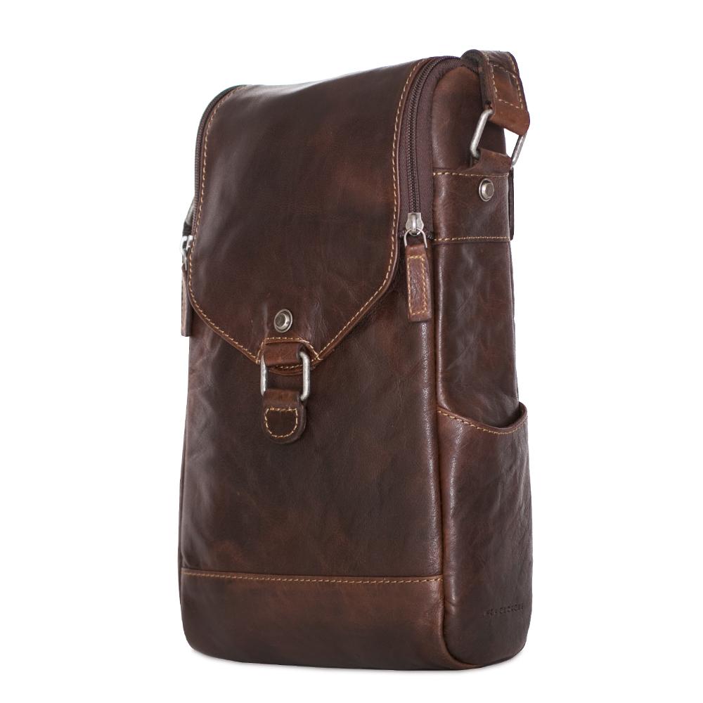 Jack Georges Voyager Crossbody Messenger & Wine Bag Brown Front Left Side