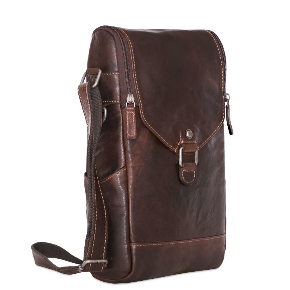 Jack Georges Voyager Crossbody Messenger & Wine Bag Brown Front Right Side