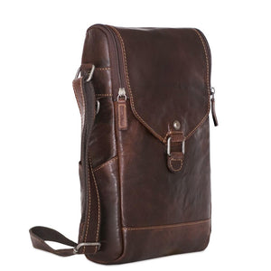 Jack Georges Voyager Crossbody Messenger & Wine Bag Brown Front Right Side