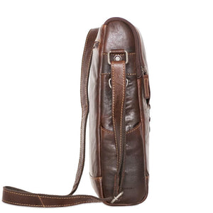 Jack Georges Voyager Crossbody Messenger & Wine Bag Brown Right Side