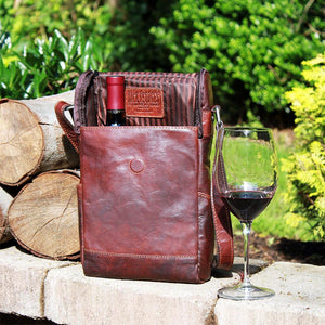 Jack Georges Voyager Crossbody Messenger & Wine Bag Brown Beauty