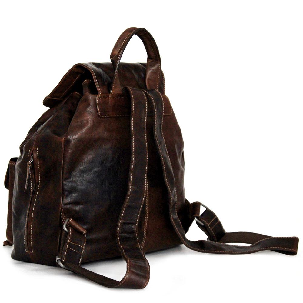 Jack Georges Voyager Drawstring Backpack Brown Back Left Side