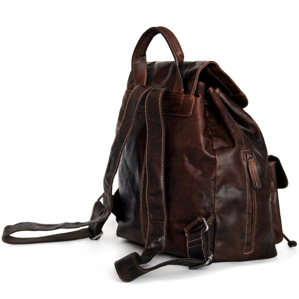 Jack Georges Voyager Drawstring Backpack Brown Back Right Side