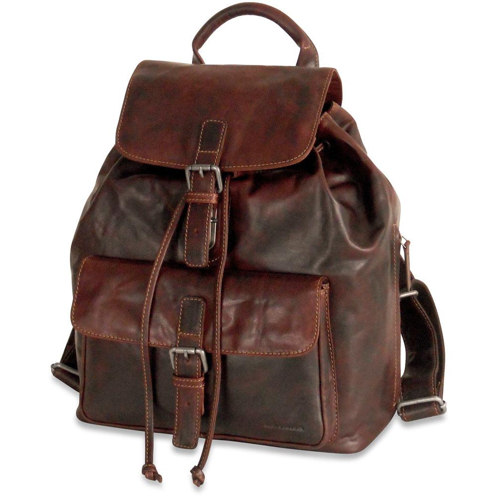 Jack Georges Voyager Drawstring Backpack Brown Front Left Side