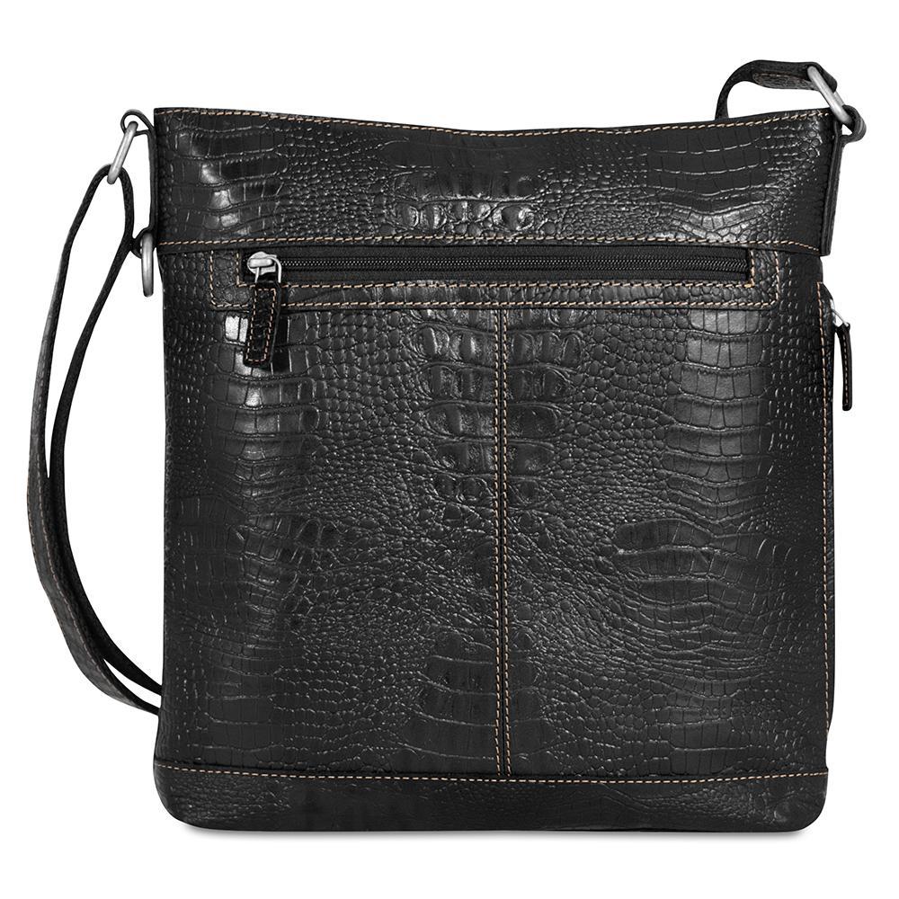 Jack Georges Hornback Croco Black Crossbody Bag #HB312 (Front Side)