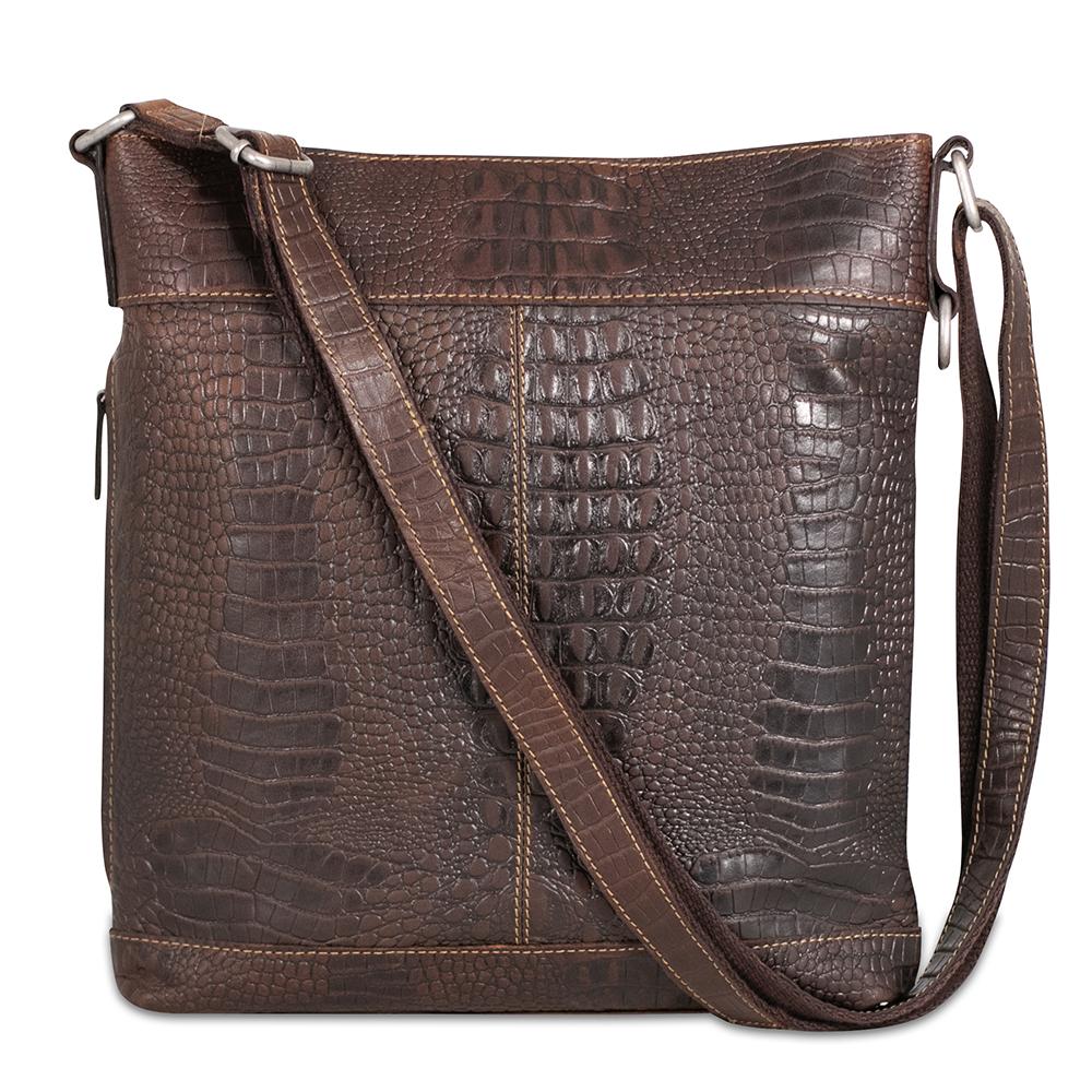 Jack Georges Hornback Croco Brown Crossbody Bag #HB312 (Back Side)
