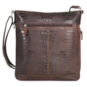 Jack Georges Hornback Croco Brown Crossbody Bag #HB312 (Front Side)