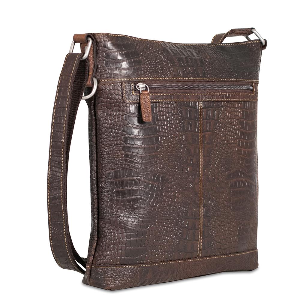 Jack Georges Hornback Croco Brown Crossbody Bag #HB312 (Front Right Side)