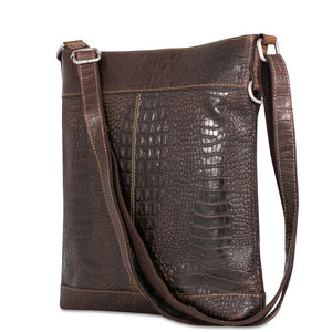 Jack Georges Hornback Croco Brown Crossbody Bag #HB312 (Back Right Side)