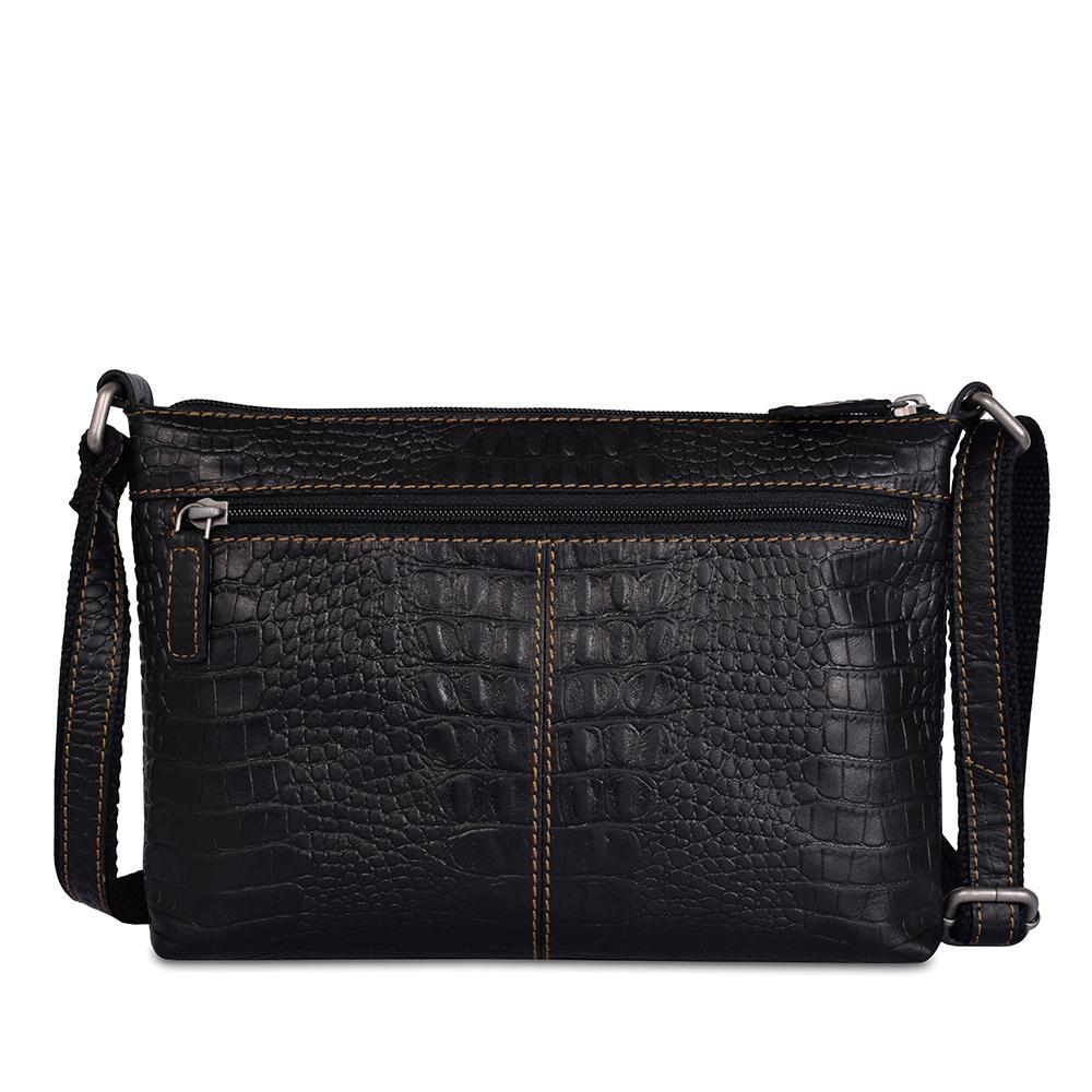 Jack Georges Hornback Croco Black Mini City Crossbody #HB810 (Black Side)
