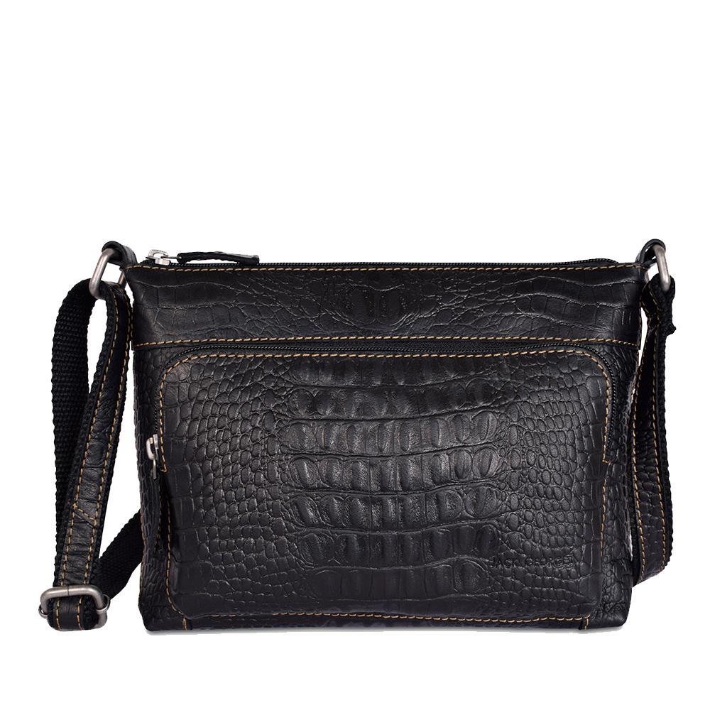 Jack Georges Hornback Croco Black Mini City Crossbody #HB810 (Front Side)