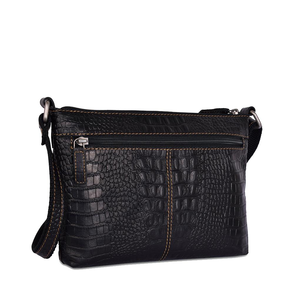 Jack Georges Hornback Croco Black Mini City Crossbody #HB810 (Back Left Side)