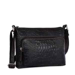 Jack Georges Hornback Croco Black Mini City Crossbody #HB810 (Front Right Side)