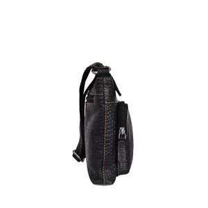 Jack Georges Hornback Croco Black Mini City Crossbody #HB810 (Right Side)