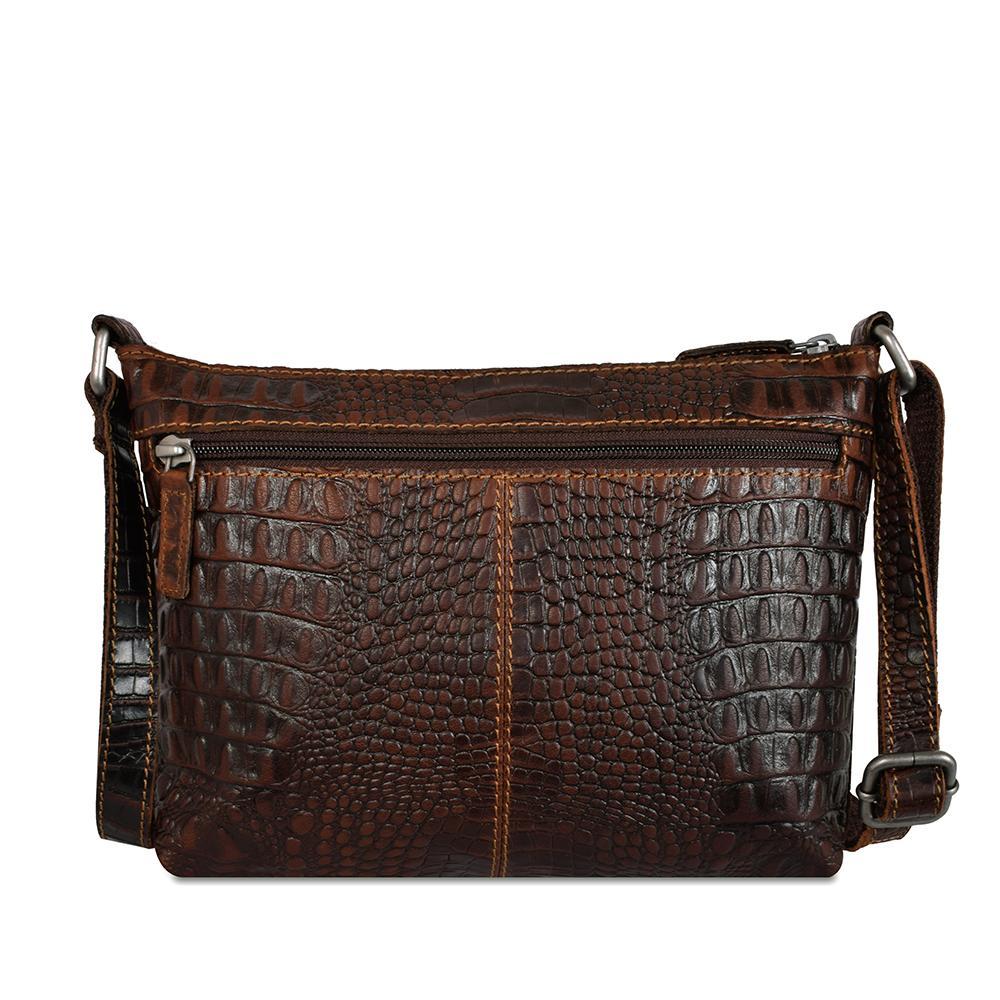 Jack Georges Hornback Croco Brown Mini City Crossbody #HB810 (Back Side)