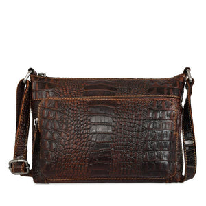 Jack Georges Hornback Croco Brown Mini City Crossbody #HB810 (Front Side)